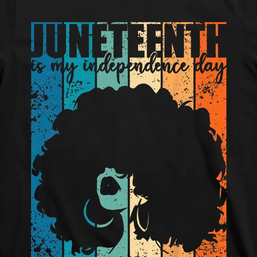 Juneteenth My Independence Day Retro Afro  Melanin T-Shirt