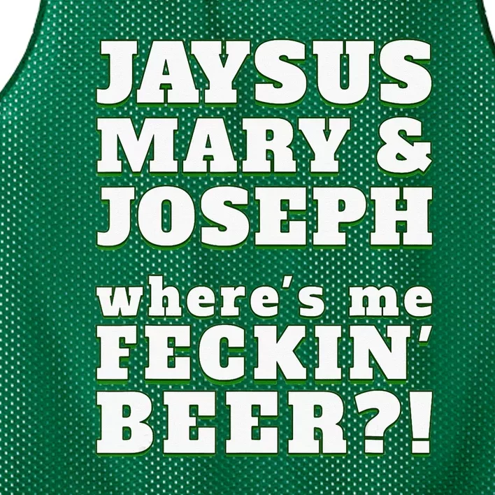 Jaysus Mary Joseph St. Patrick's Feck Beer Mesh Reversible Basketball Jersey Tank