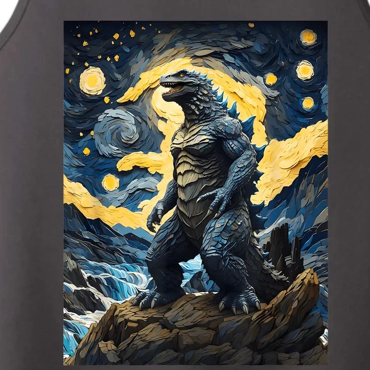 Japanese Monster Kaiju In Van Gogh Starry Night Performance Tank