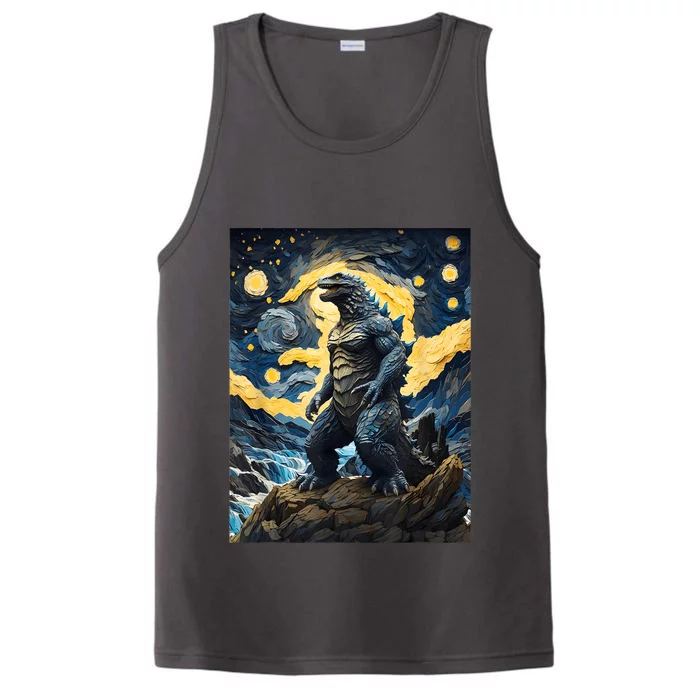 Japanese Monster Kaiju In Van Gogh Starry Night Performance Tank