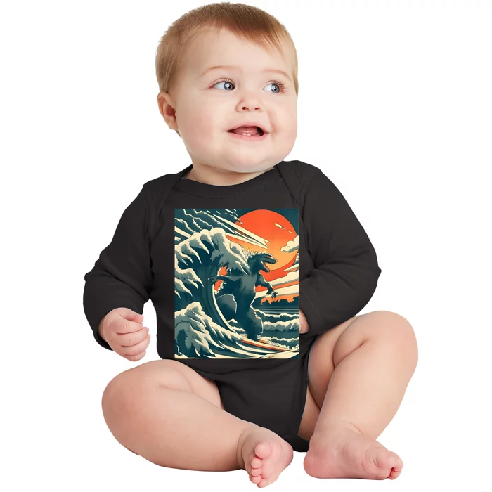 Japanese Monster Kaiju Funny Art Baby Long Sleeve Bodysuit