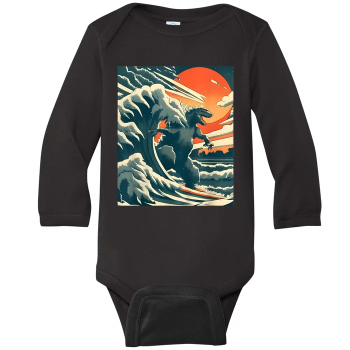 Japanese Monster Kaiju Funny Art Baby Long Sleeve Bodysuit