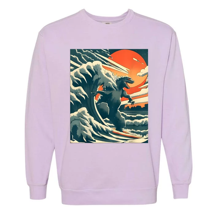 Japanese Monster Kaiju Funny Art Garment-Dyed Sweatshirt