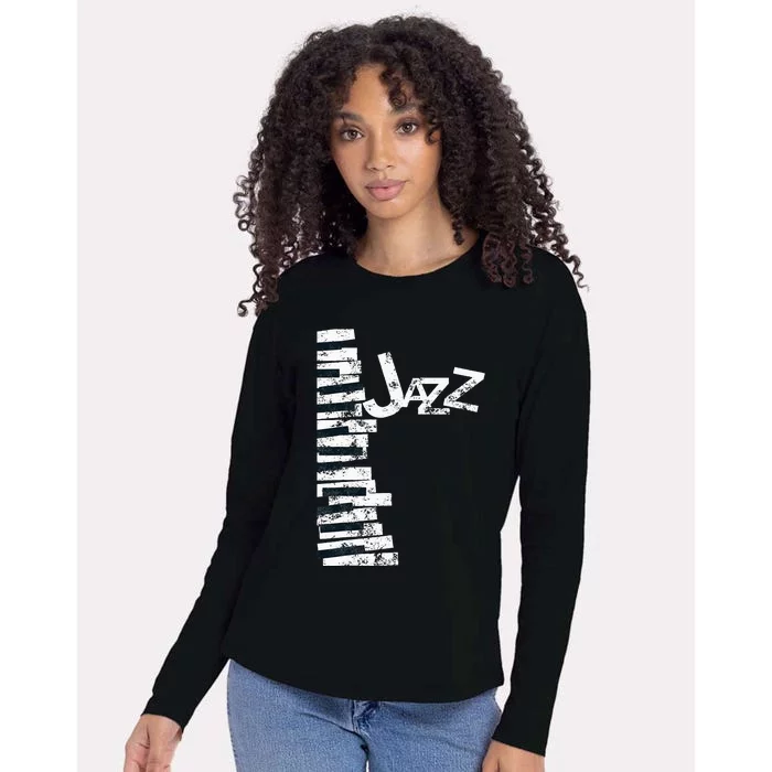 Jazz Music Lover Vintage Piano Jazz Womens Cotton Relaxed Long Sleeve T-Shirt