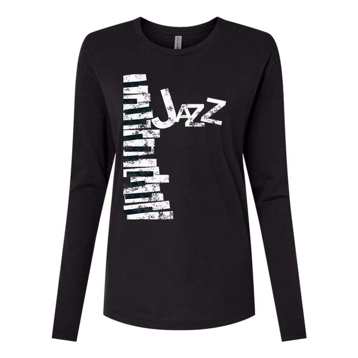 Jazz Music Lover Vintage Piano Jazz Womens Cotton Relaxed Long Sleeve T-Shirt