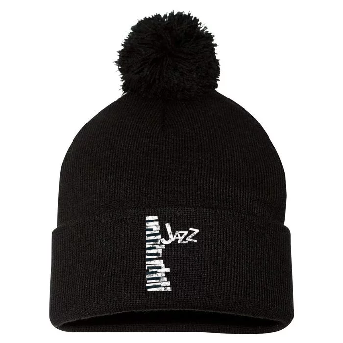 Jazz Music Lover Vintage Piano Jazz Pom Pom 12in Knit Beanie