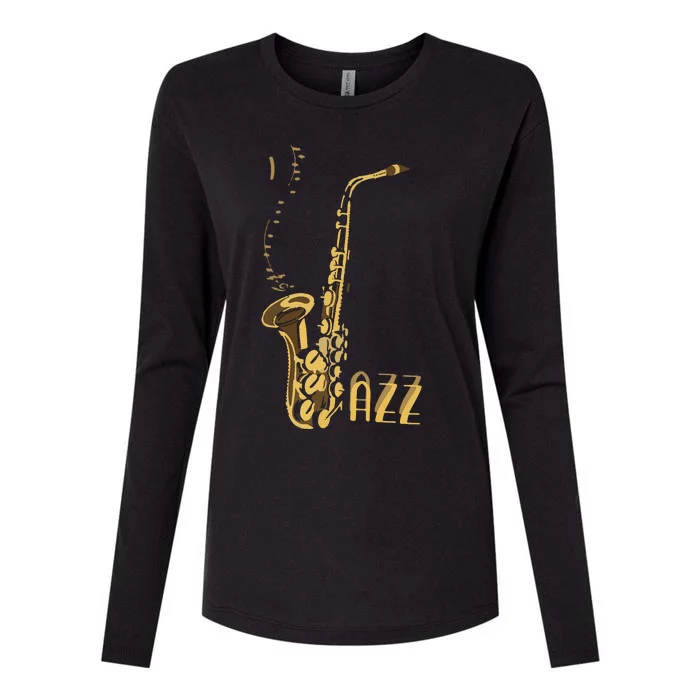 Jazz Music Listener Gift For Jazz Lover Jazz Fan Saxophone Premium Womens Cotton Relaxed Long Sleeve T-Shirt