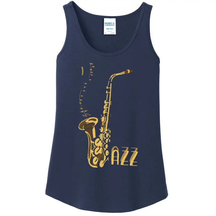 Jazz Music Listener Gift For Jazz Lover Jazz Fan Saxophone Premium Ladies Essential Tank