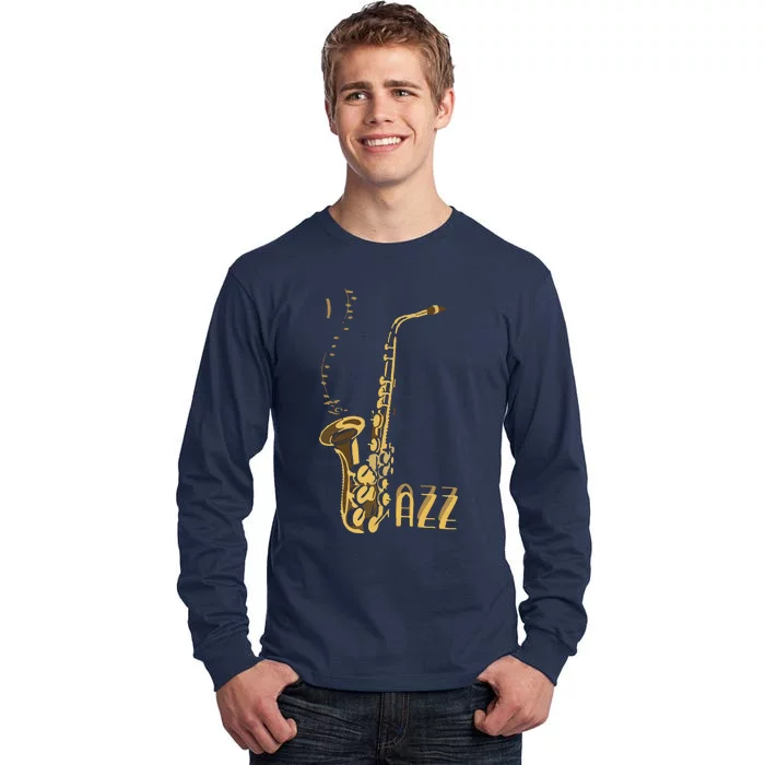 Jazz Music Listener Gift For Jazz Lover Jazz Fan Saxophone Premium Tall Long Sleeve T-Shirt