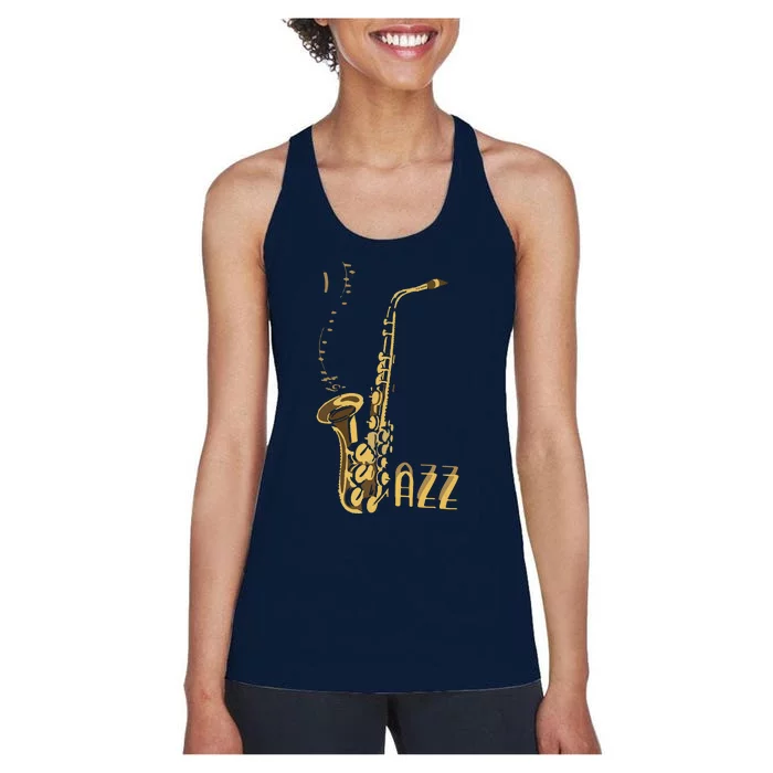 Jazz Music Listener Gift For Jazz Lover Jazz Fan Saxophone Premium Women's Racerback Tank