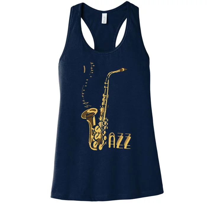 Jazz Music Listener Gift For Jazz Lover Jazz Fan Saxophone Premium Women's Racerback Tank