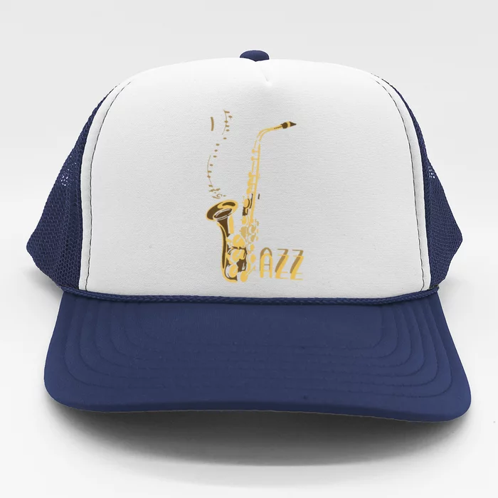 Jazz Music Listener Gift For Jazz Lover Jazz Fan Saxophone Premium Trucker Hat