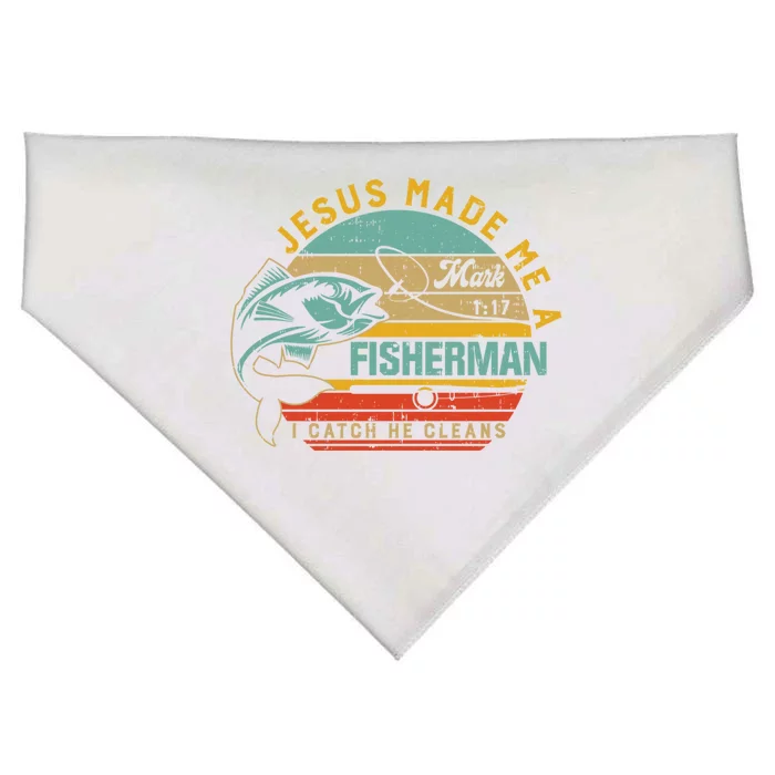 Jesus Made Me A Fisher Of Christian Gift For Fathers Day Gift USA-Made Doggie Bandana