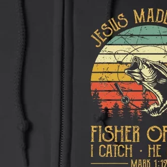 Jesus Made Me A Fisher Of Man Christian Fishing Fisherman Full Zip Hoodie