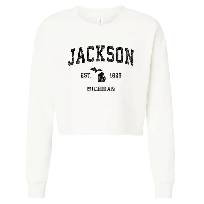 Jackson Michigan Mi Vintage Jackson Michigan Mi Vintage Athletic Sports Design Cropped Pullover Crew