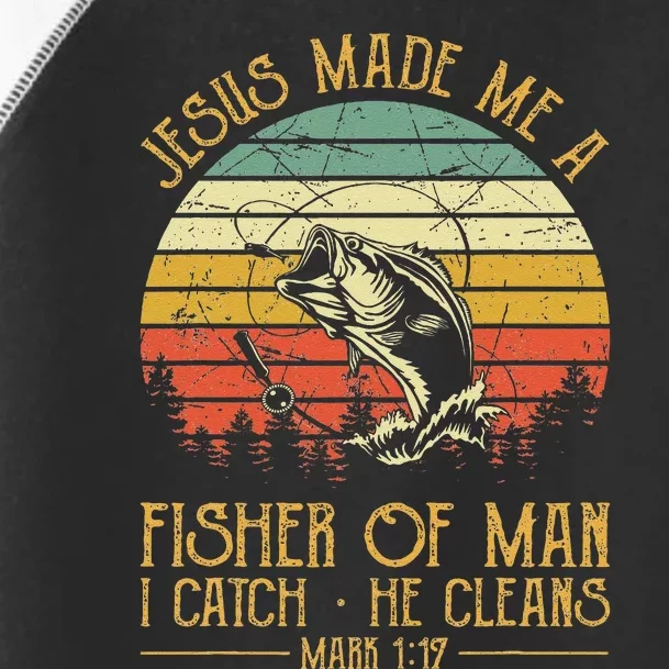 Jesus Made Me A Fisher Of Man Christian Fishing Fisherman Toddler Fine Jersey T-Shirt