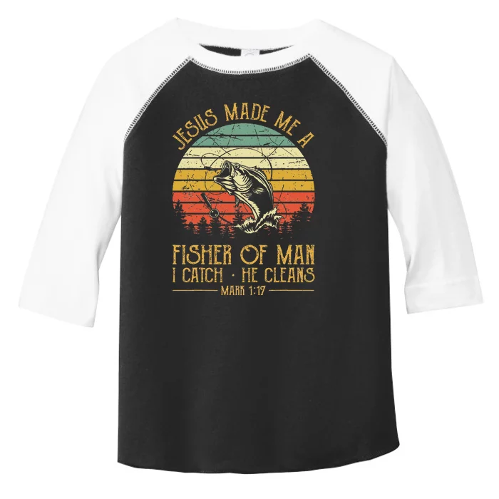 Jesus Made Me A Fisher Of Man Christian Fishing Fisherman Toddler Fine Jersey T-Shirt