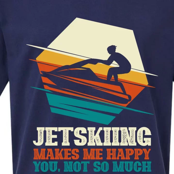 Jetskiing Makes Me Happy Jet Skiing Jetski Lovers Funny Gift Sueded Cloud Jersey T-Shirt