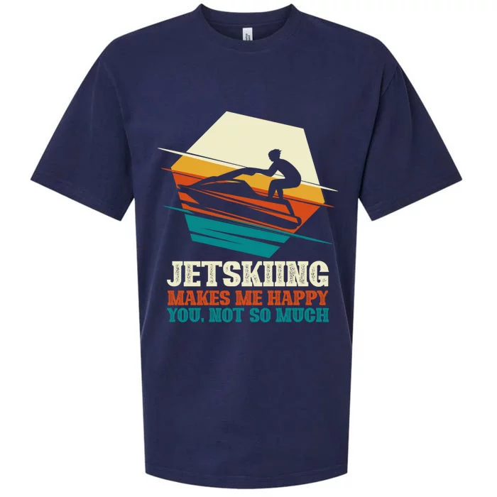 Jetskiing Makes Me Happy Jet Skiing Jetski Lovers Funny Gift Sueded Cloud Jersey T-Shirt