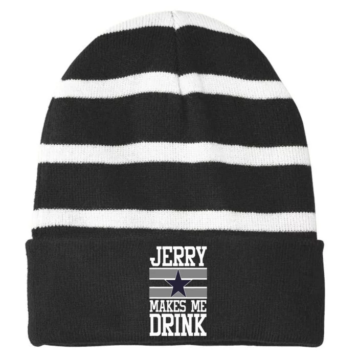 Jerry Makes Me Drink Striped Beanie with Solid Band