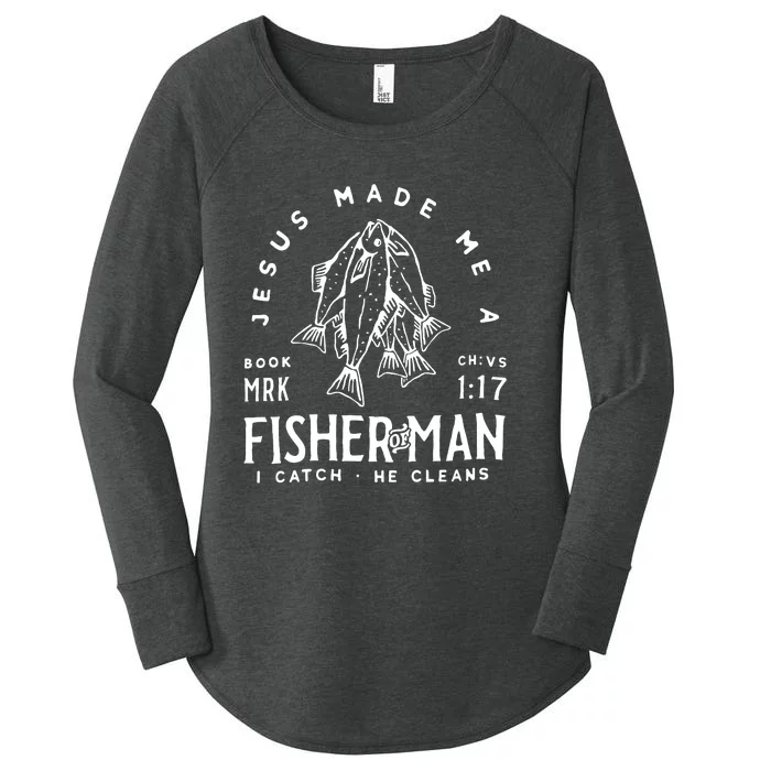 Jesus Made Me A Fisher Of Man Christian Fishing Fisherman Women's Perfect Tri Tunic Long Sleeve Shirt