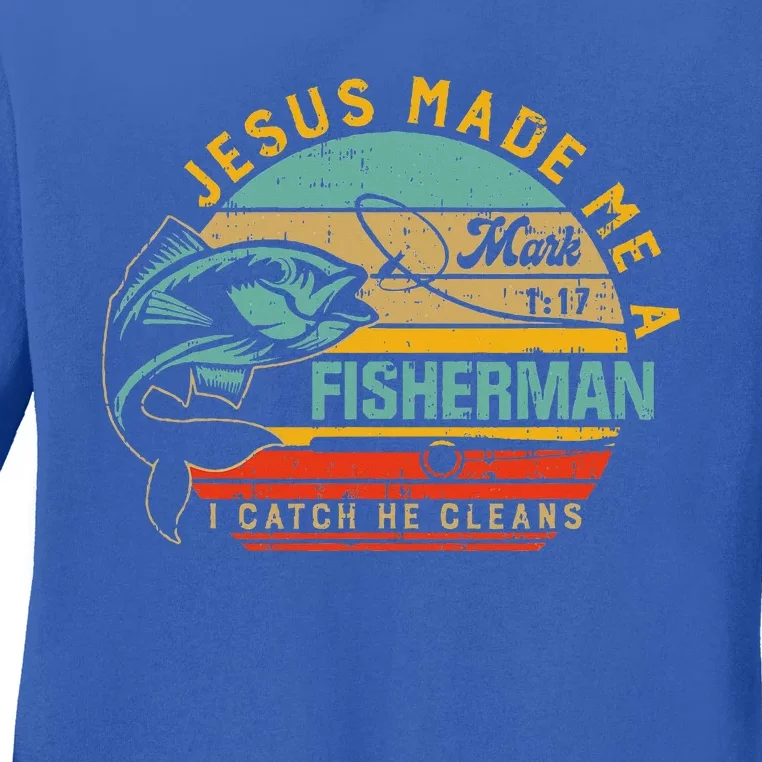 Jesus Made Me A Fisher Of Man Christian Ladies Long Sleeve Shirt