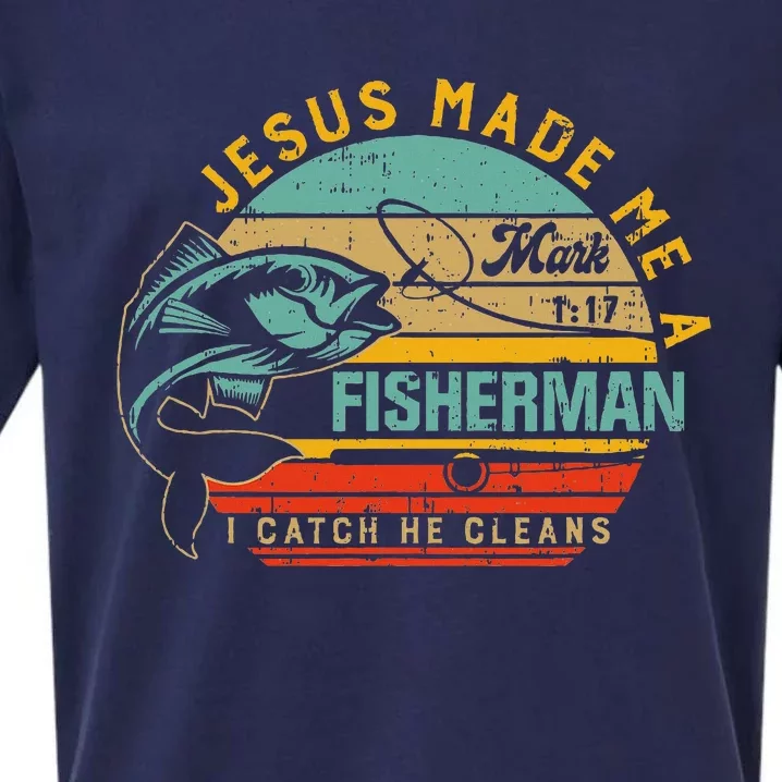 Jesus Made Me A Fisher Of Man Christian Sueded Cloud Jersey T-Shirt