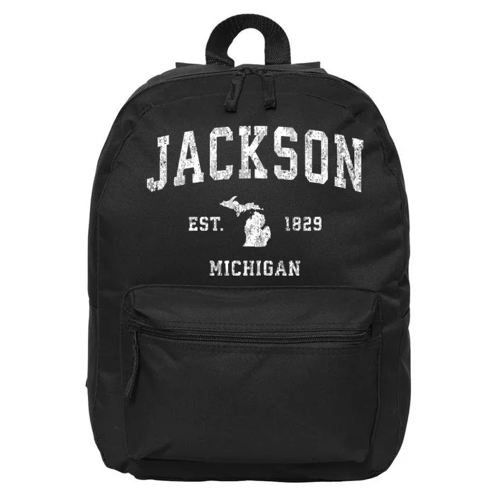 Jackson Michigan Mi Vintage Athletic Sports 16 in Basic Backpack