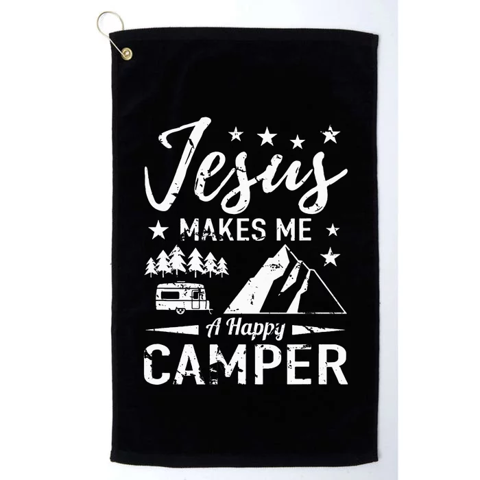 Jesus Makes Me A Happy Camper Camping Rv Christian Religious Platinum Collection Golf Towel