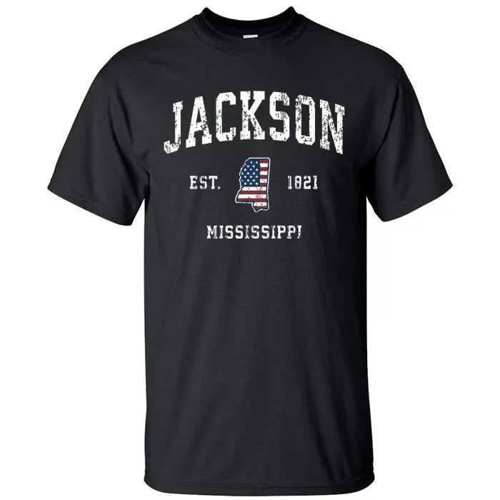 Jackson Mississippi Ms Vintage American Flag Sports Design Tall T-Shirt