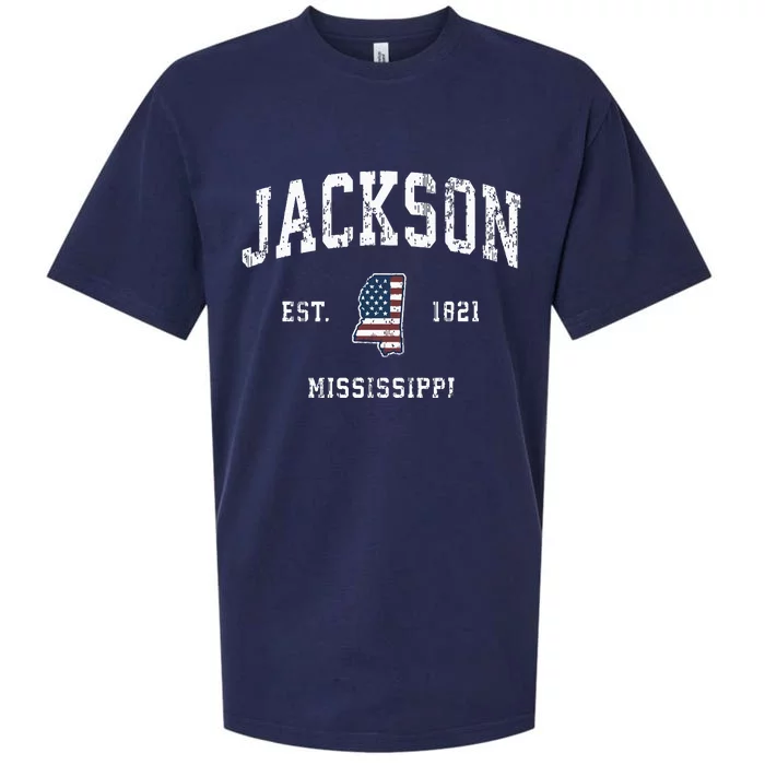 Jackson Mississippi Ms Vintage American Flag Sports Design Sueded Cloud Jersey T-Shirt