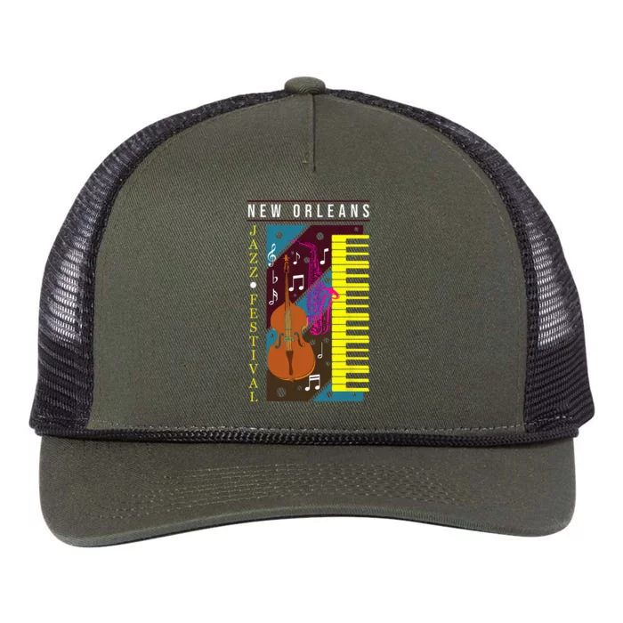 Jazz Music New Orleans Music Festival Musical Souvenir Retro Rope Trucker Hat Cap