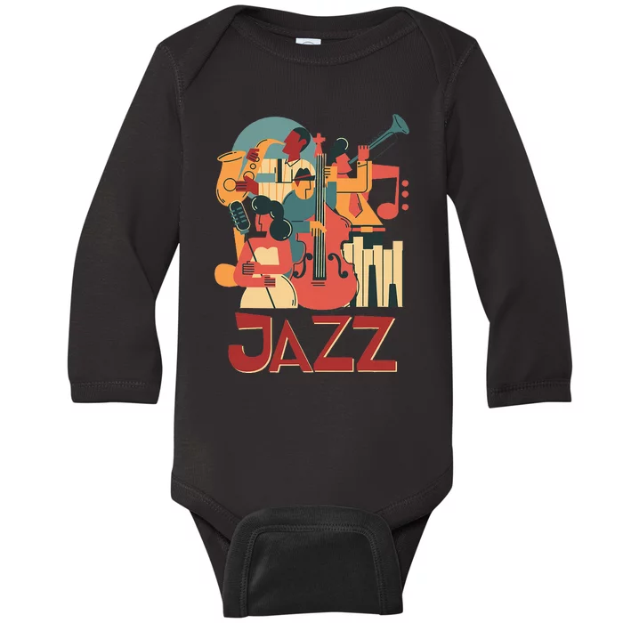 Jazz Musician Orchestra Play On Stage Smooth Jazz Baby Long Sleeve Bodysuit