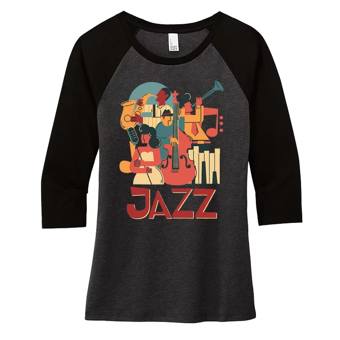 Jazz Musician Orchestra Play On Stage Smooth Jazz Women's Tri-Blend 3/4-Sleeve Raglan Shirt