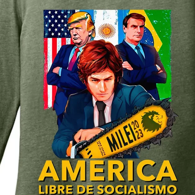 Javier Milei Presidente 2023 America Libre De Socialismo Womens CVC Long Sleeve Shirt