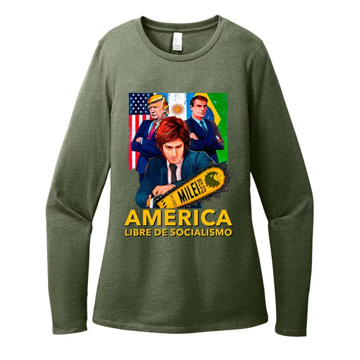 Javier Milei Presidente 2023 America Libre De Socialismo Womens CVC Long Sleeve Shirt