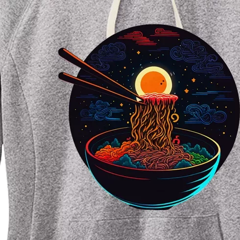 Japanese Moon Ramen Graphic Neon Retro Anime Noodles Art Women's Fleece Hoodie