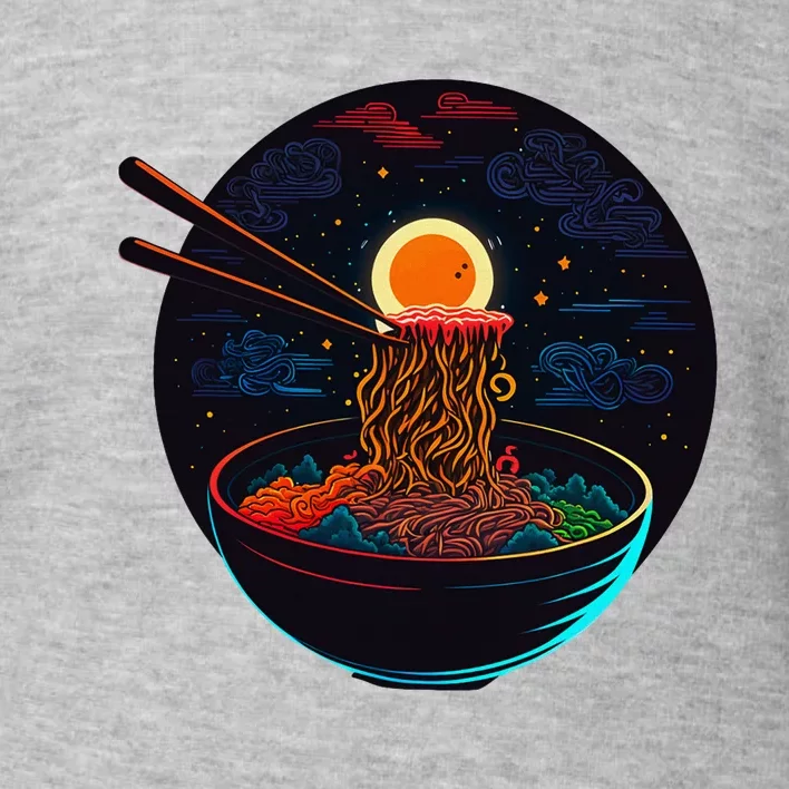 Japanese Moon Ramen Graphic Neon Retro Anime Noodles Art Toddler Sweatshirt