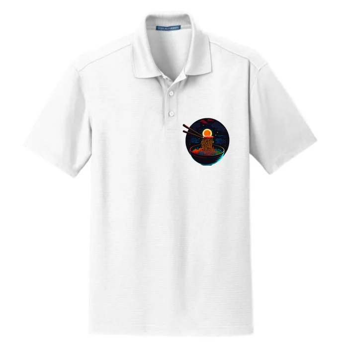 Japanese Moon Ramen Graphic Neon Retro Anime Noodles Art Dry Zone Grid Performance Polo