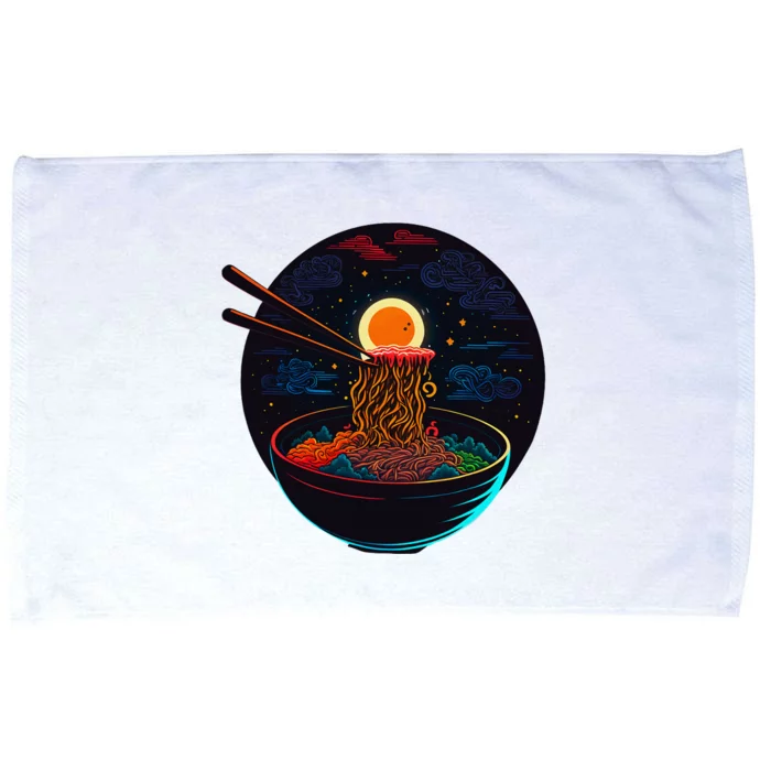 Japanese Moon Ramen Graphic Neon Retro Anime Noodles Art Microfiber Hand Towel