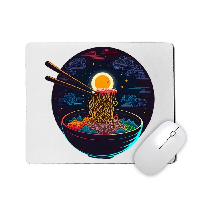 Japanese Moon Ramen Neon Retro Anime Noodles Mousepad