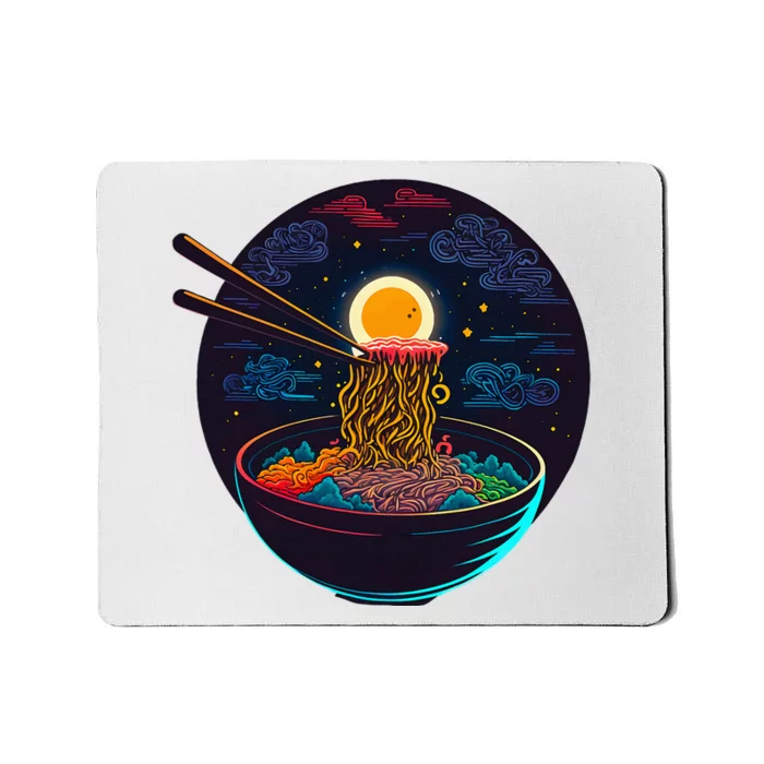 Japanese Moon Ramen Neon Retro Anime Noodles Mousepad