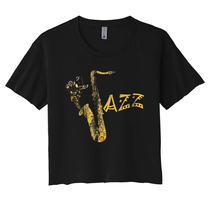 Jazz Musician Saxophonist Gift Saxophone Women's Crop Top Tee