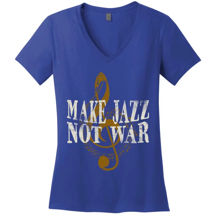 Jazz Music Saxophone Trumpet Gift Women's V-Neck T-Shirt