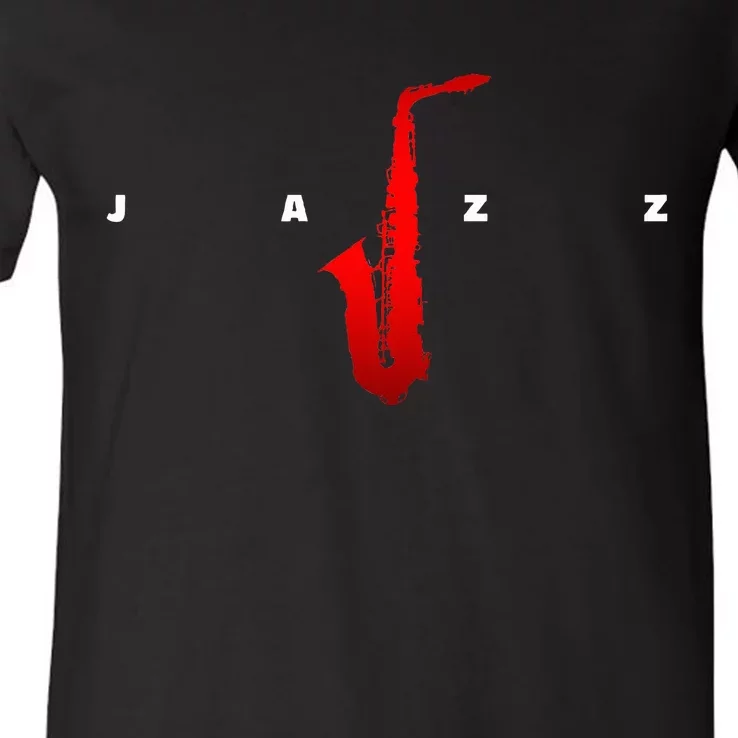 Jazz Music Saxophone V-Neck T-Shirt