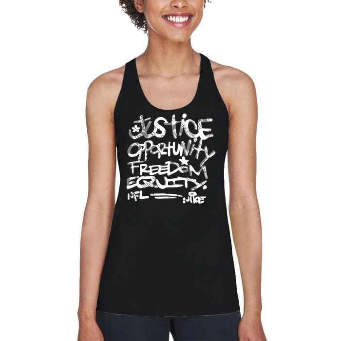 Justice Mike Tomlin Opportunity Equity Freedom Women's Racerback Tank