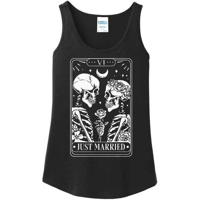 Just Married The Lovers Skeleton Couple Matching Ladies Essential Tank