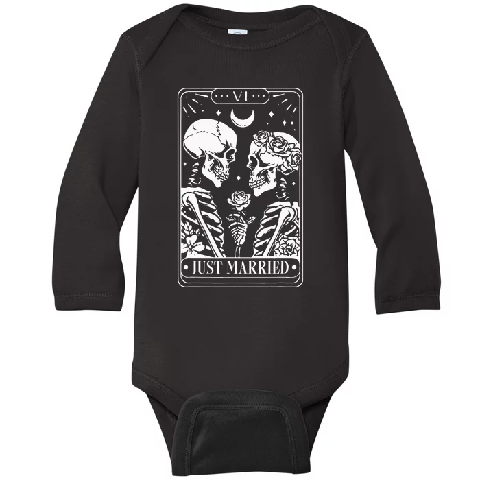 Just Married The Lovers Skeleton Couple Matching Baby Long Sleeve Bodysuit