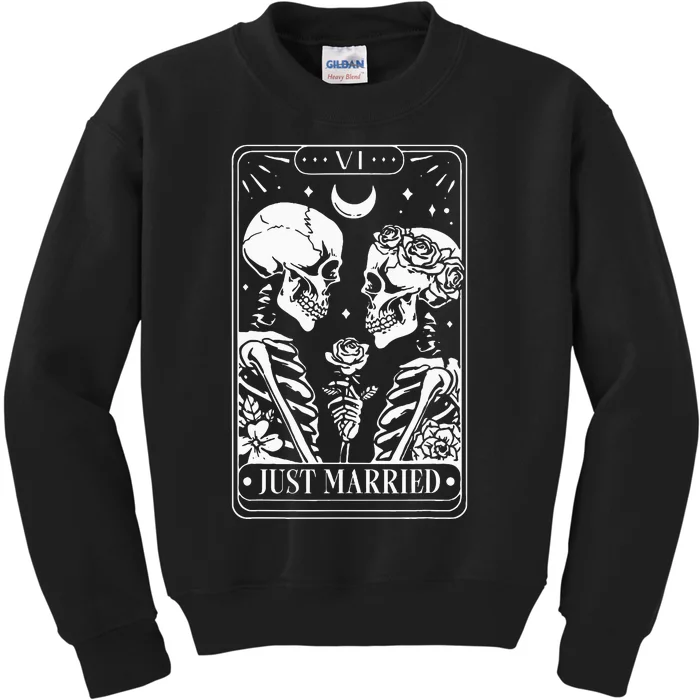 Just Married The Lovers Skeleton Couple Matching Kids Sweatshirt