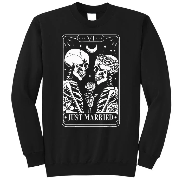 Just Married The Lovers Skeleton Couple Matching Halloween Tall Sweatshirt